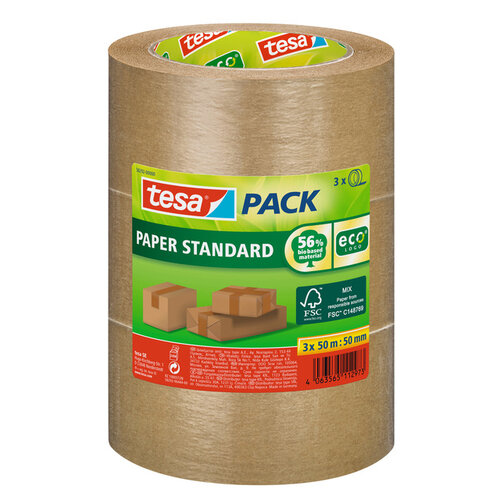 Tesa Ruban d'emballage Tesa 58292 Eco papier FSC 50mmx50m lot brun