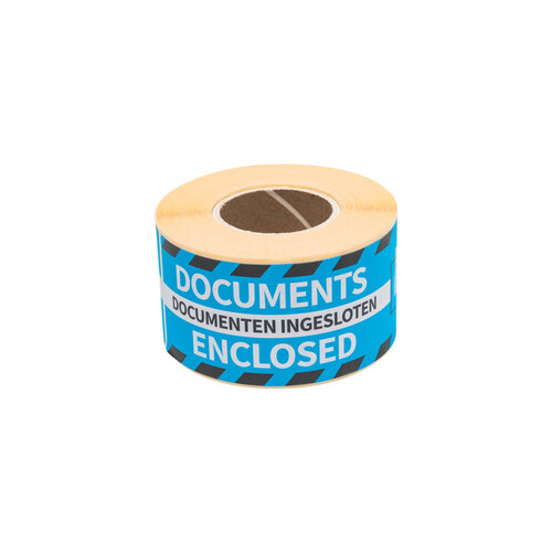 Rillprint Etiquette d'avertissement Rillprint Documents enclosed 46x125mm bleu