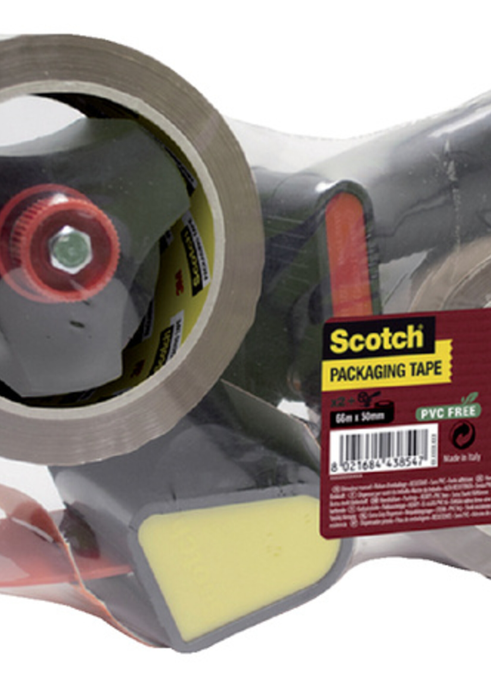 Scotch Verpakkingstape dispenser Scotch met 2 rollen Heavy 50mmx66m bruin