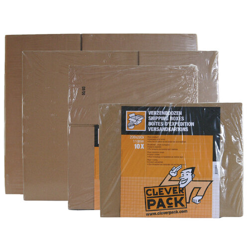 Cleverpack Verzenddoos CleverPack enkelgolf 430x305x250mm bruin 30stuks