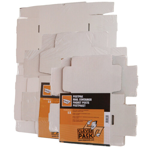Cleverpack Boîte postale CleverPack carton ondulé 220x160x90mm blanc 5pcs