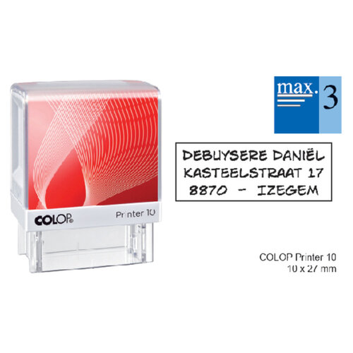 Colop Tekststempel Colop Printer 10 personaliseerbaar 3regels 27x10mm