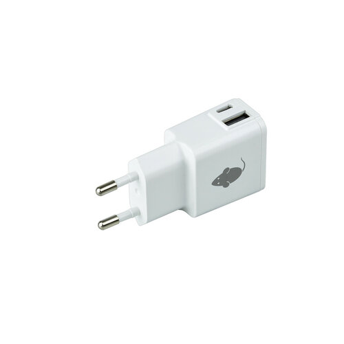 Green Mouse Chargeur Green Mouse 1x USB-C et 1x USB-A 2.4A blanc