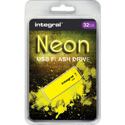 Clé USB 2.0 Integral 32Go néon jaune