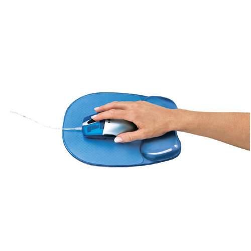 Fellowes Tapis souris+repose-poignet Fellowes transparent bleu