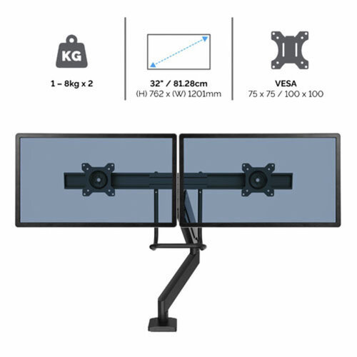 Fellowes Bras porte-écran double Eppa Crossbar argent