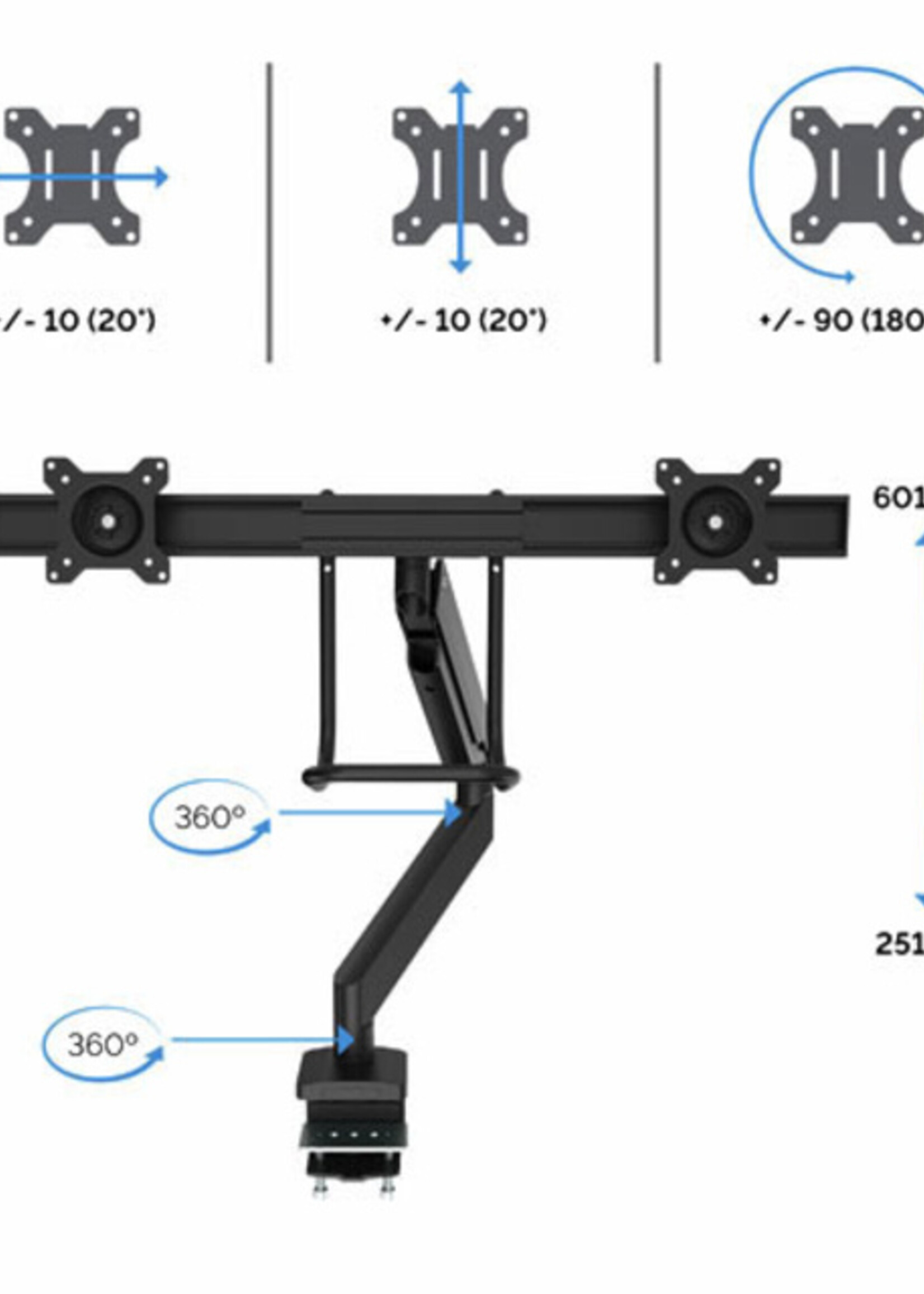 Fellowes Bras porte-écran double Eppa Crossbar argent