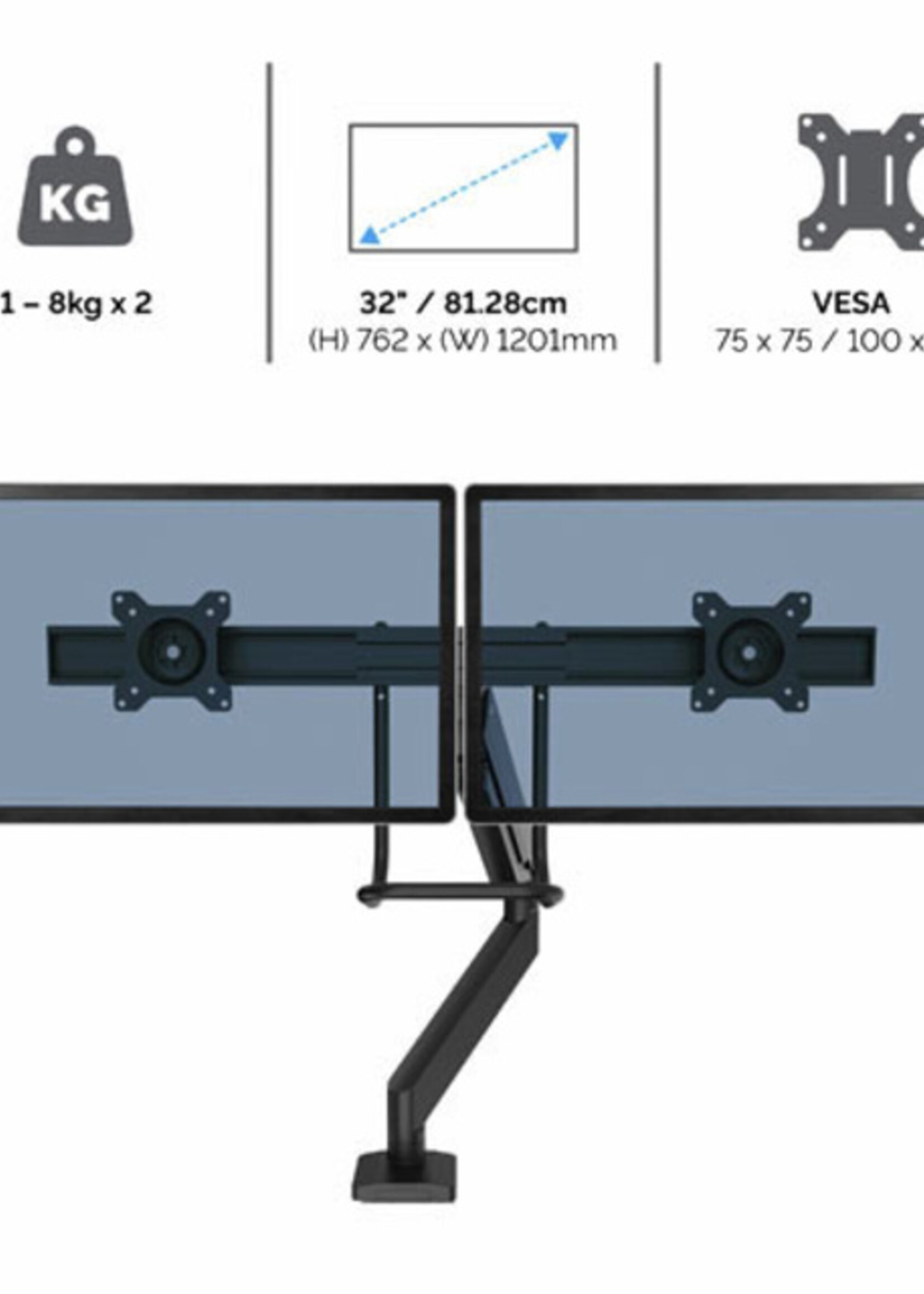 Fellowes Bras porte-écran double Eppa Crossbaar noir