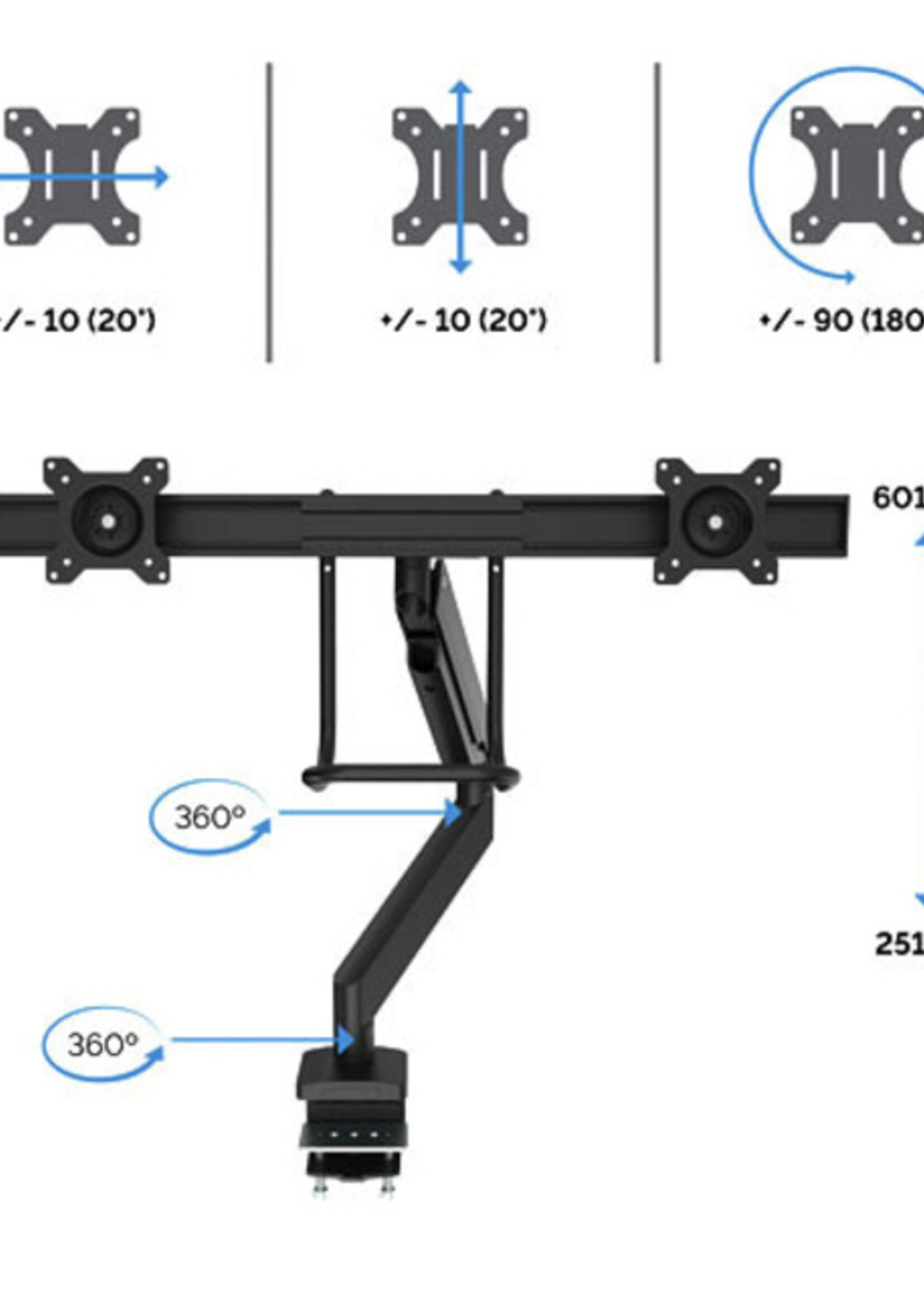 Fellowes Bras porte-écran double Eppa Crossbaar noir