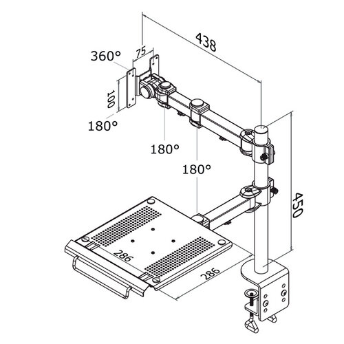 Neomounts by Newstar Laptoparm Neomounts D960 10-27" met klem zwart