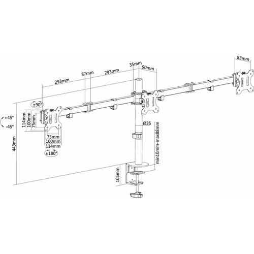 Neomounts by Newstar Monitorarm Neomounts  D550D3 10-27" zwart