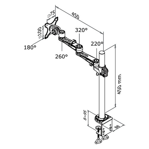 Neomounts by Newstar Monitorarm Neomounts D935 10-30" met klem zilvergrijs