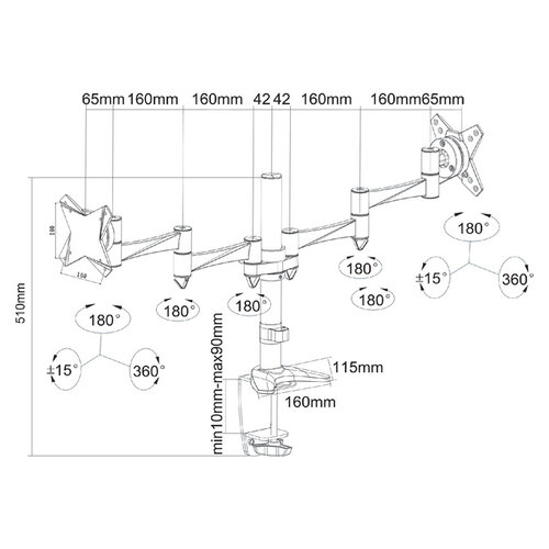 Neomounts by Newstar Monitorarm Neomounts D1330D 2x10-27" zilvergrijs