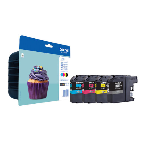 Brother Inktcartridge Brother LC-123VALBP zwart + 3 kleuren