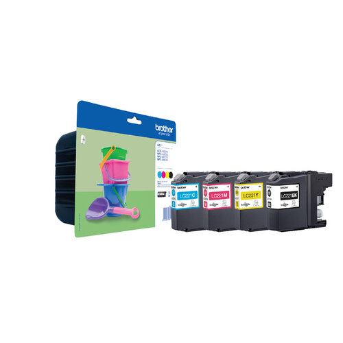 Brother Inktcartridge Brother LC-221VALBP zwart + 3 kleuren