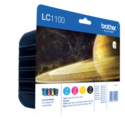 Inktcartridge Brother LC-1100VALBP zwart + 3 kleuren