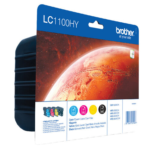 Brother Inktcartridge Brother LC-1100HYVALBP zwart + 3 kleuren