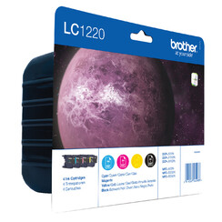 Inktcartridge Brother LC-1220VALBP zwart + 3 kleuren