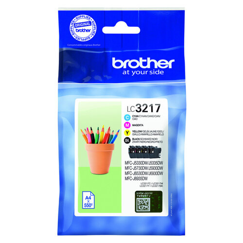 Brother Cartouche d’encre LC-3217 noir + 3 couleurs