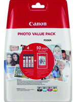 Canon Inktcartridge Canon CLI-581 4 kleuren + 50vel fotopap 10x15cm