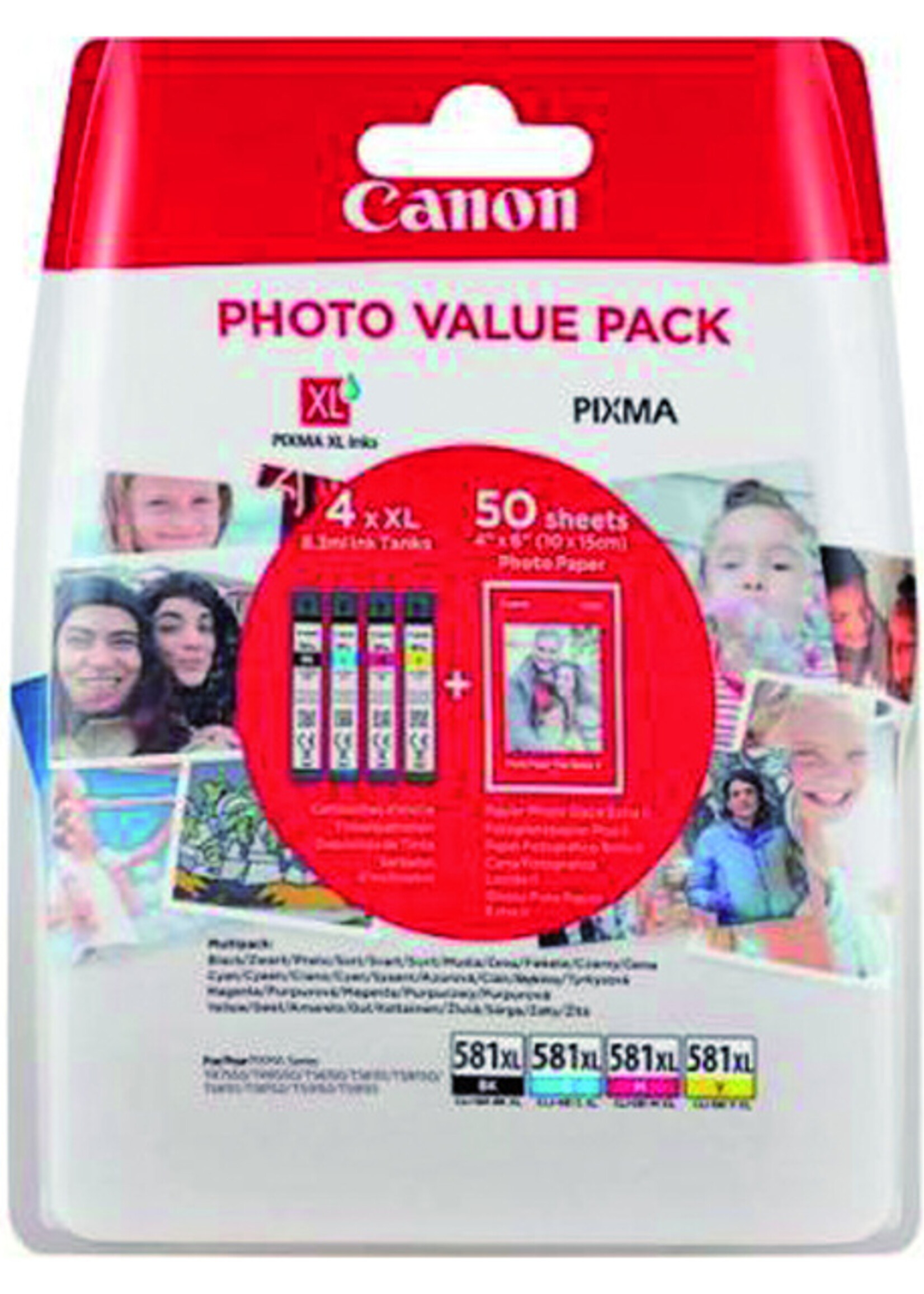 Canon Cartouche d’encre Canon CLI-581XL 4 clrs+50fls photo 10x15cm