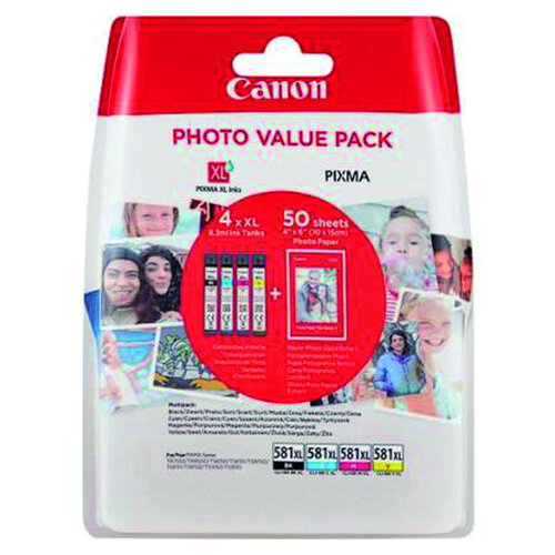 Canon Cartouche d’encre Canon CLI-581XL 4 clrs+50fls photo 10x15cm