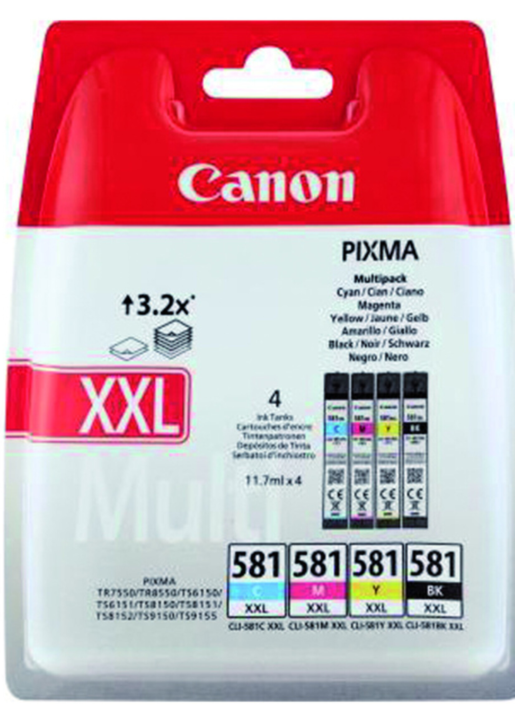 Canon Inktcartridge Canon CLI-581XXL zwart + 3 kleuren EHC