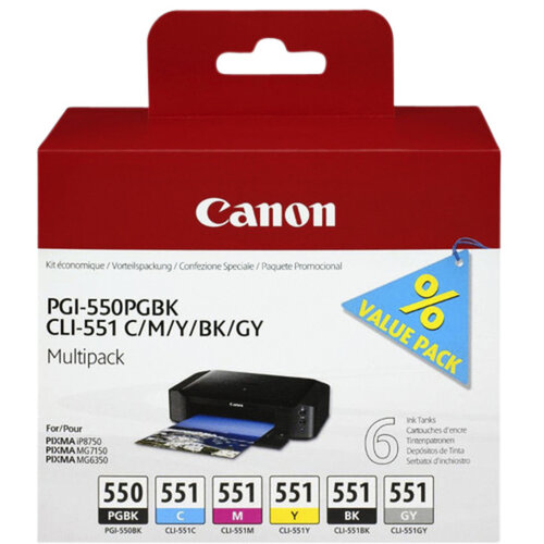 Canon Inktcartridge Canon PGI-550 + CLI-551 zwart + 5 kleuren