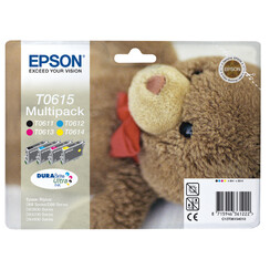 Inktcartridge Epson T0615 zwart + 3 kleuren