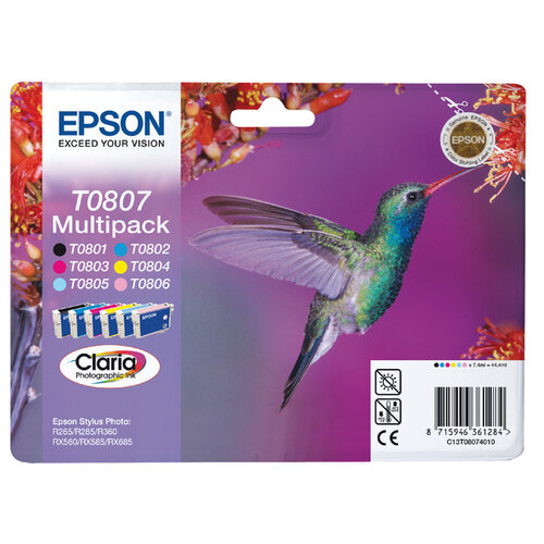 Epson Inktcartridge Epson T0807 zwart + 5 kleuren