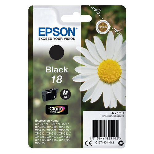 Epson Cartouche d’encre Epson 18 T1801 noir