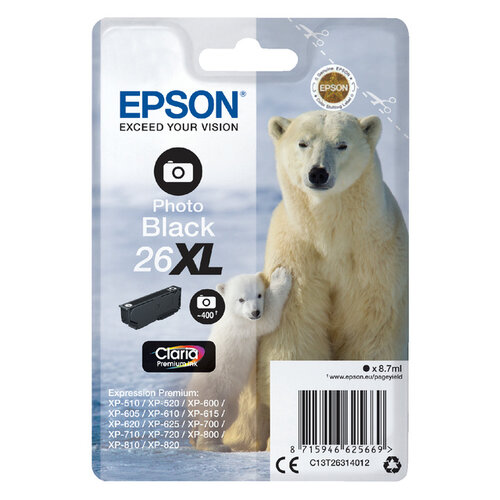 Epson Inktcartridge Epson 26XL T2631 foto zwart HC