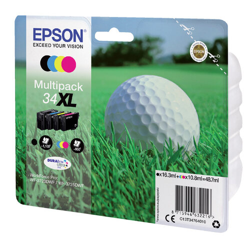 Epson Inktcartridge Epson 34XL T3476 zwart + 3 kleuren