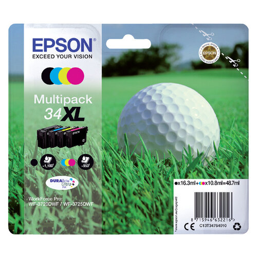 Epson Inktcartridge Epson 34XL T3476 zwart + 3 kleuren