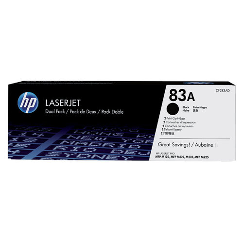 HP Tonercartridge HP CF283AD 83A zwart 2x