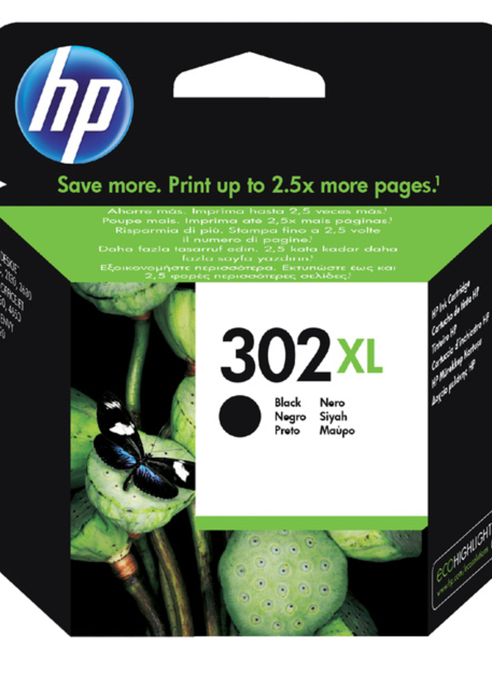 HP Cartouche encre HP F6U68AE 302XL noir