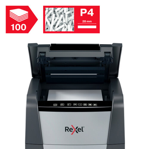 Rexel Papiervernietiger Rexel Optimum Auto+ 100X P4 snippers 4x28mm