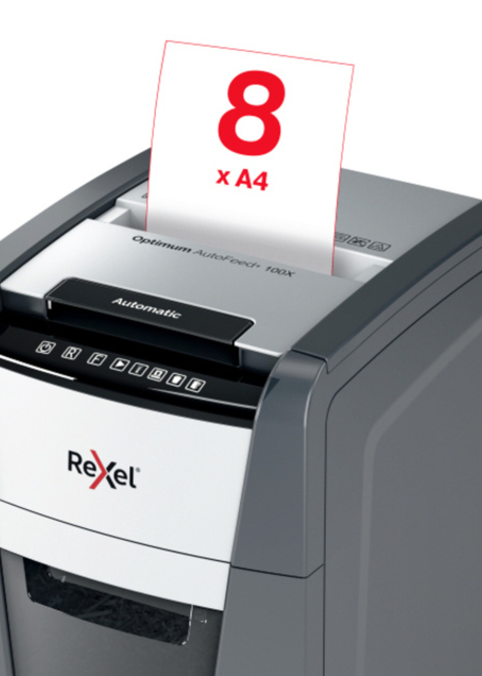 Rexel Destructeur papier Rexel optimum Auto+ 100X P4 particules 4x28mm