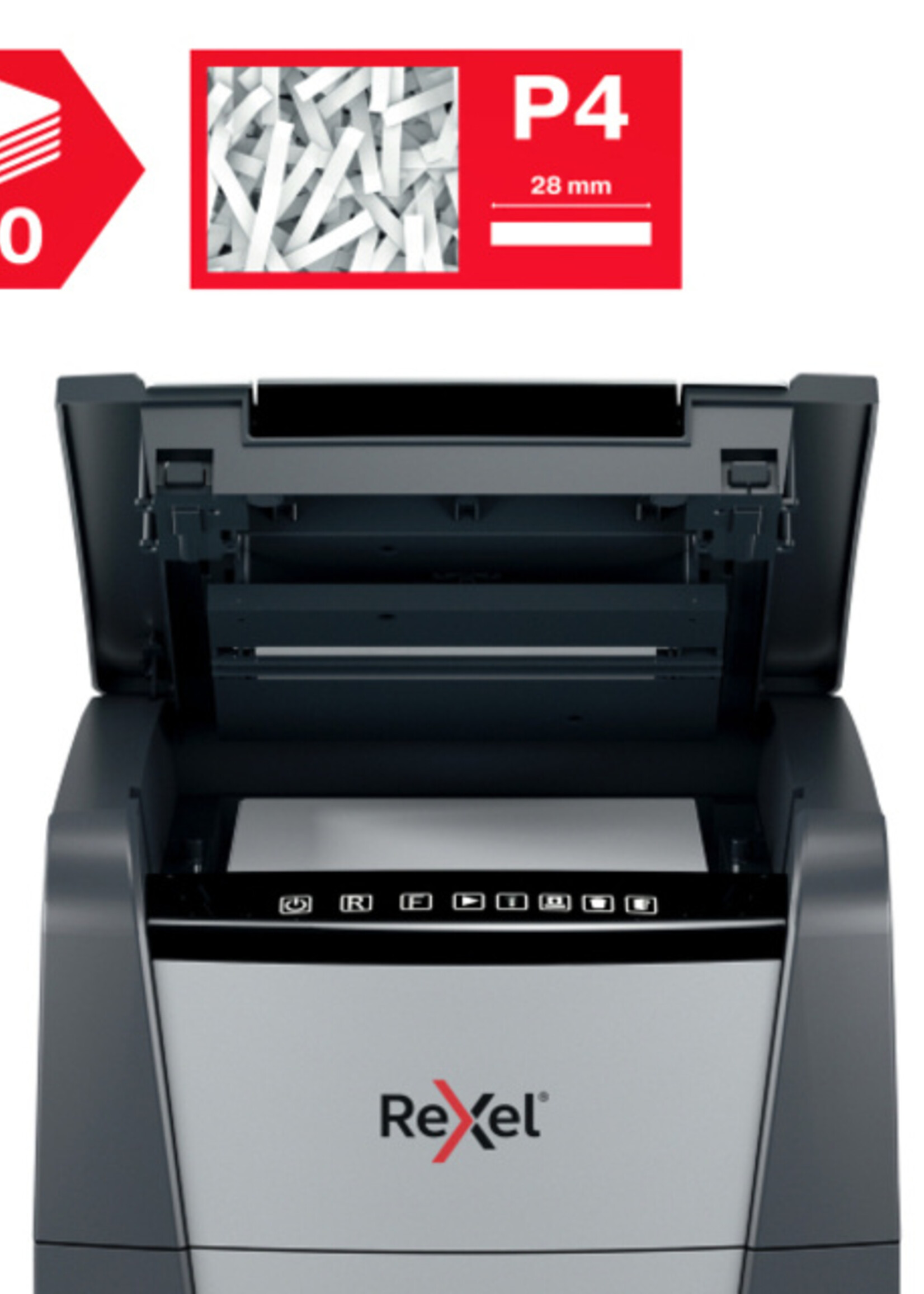 Rexel Papiervernietiger Rexel Optimum Auto+ 150X P4 snippers 4x28mm
