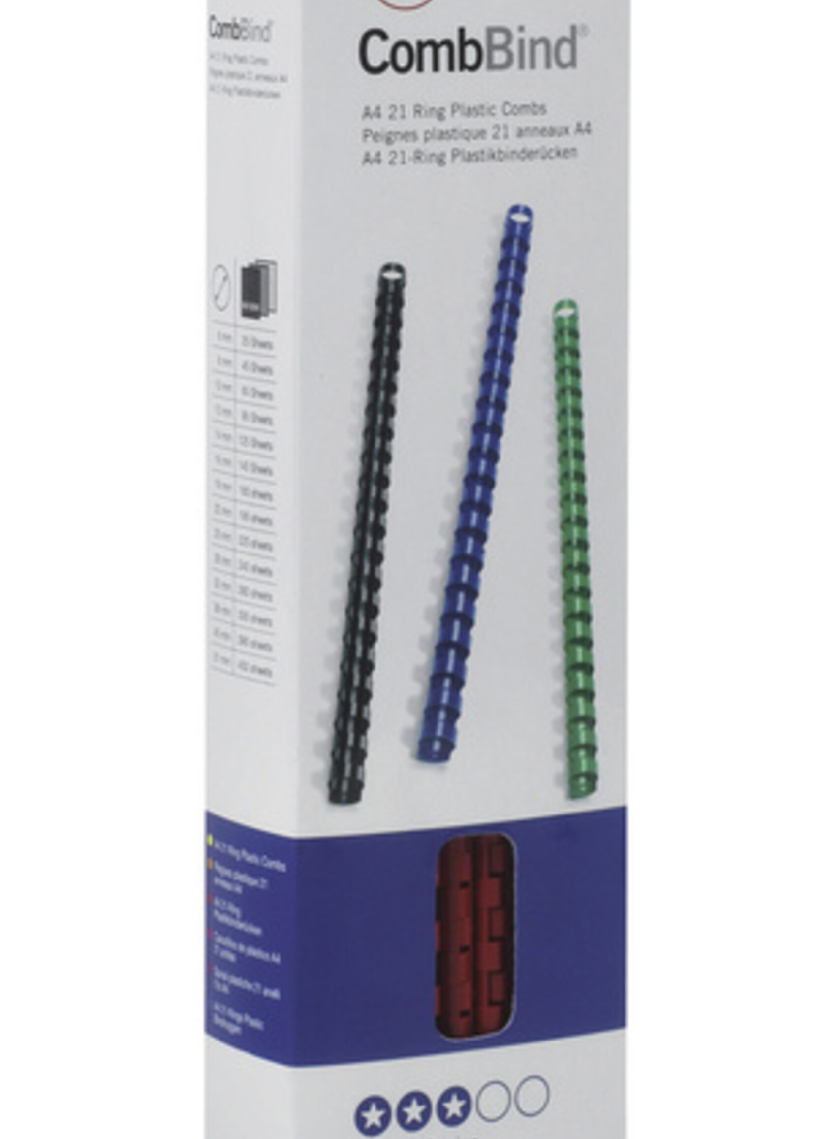 GBC Reliure GBC 12mm 21 anneaux A4 blanc 100 pièces