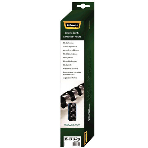 Fellowes Bindrug Fellowes 10mm 21rings A4 zwart 25stuks