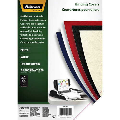 Fellowes Couverture Fellowes A4 similicuir blanc 100 pièces