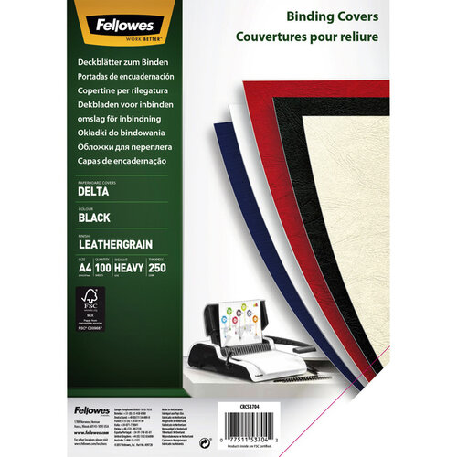 Fellowes Couverture Fellowes A4 similicuir noir 100 pièces