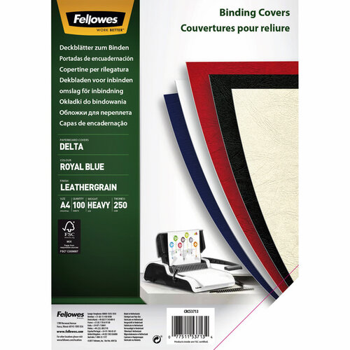 Fellowes Couverture Fellowes A4 similicuir bleu roi 100 pièces