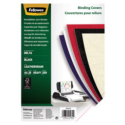 Couverture Fellowes A4 imitation cuir noir 25 pièces