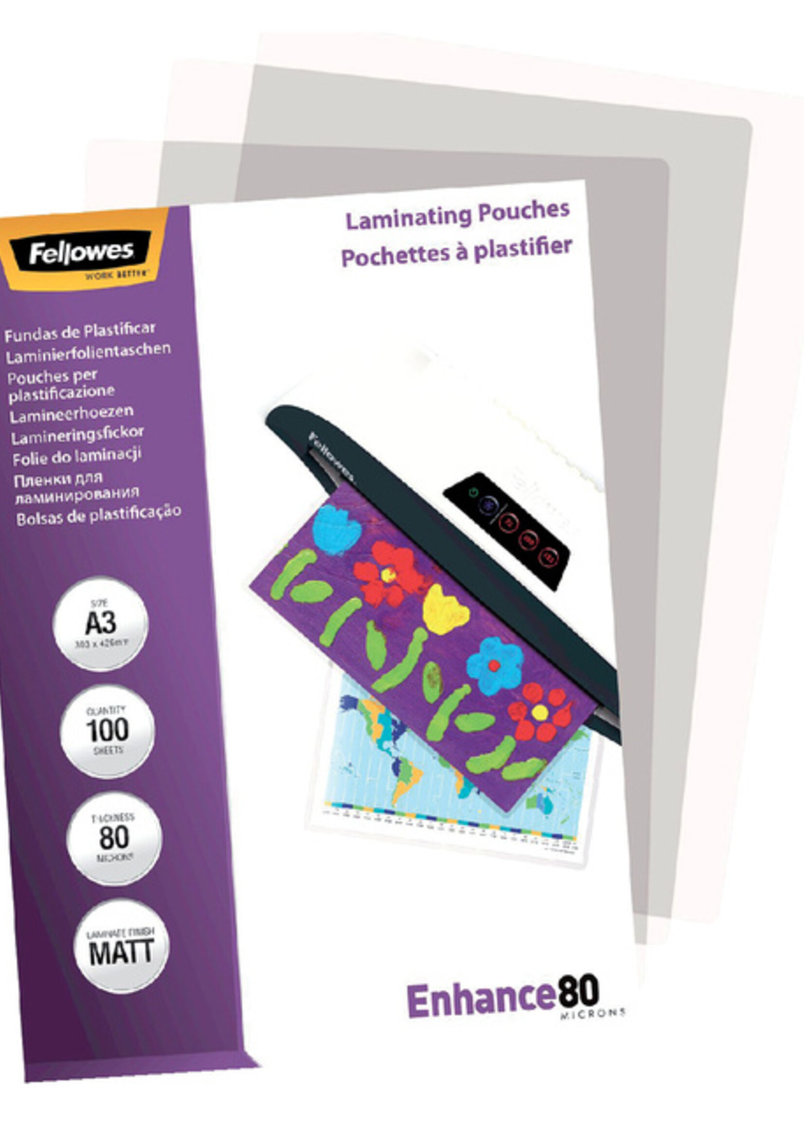 Fellowes Pochette de plastification Fellowes A3 2x80mic mat 100pcs