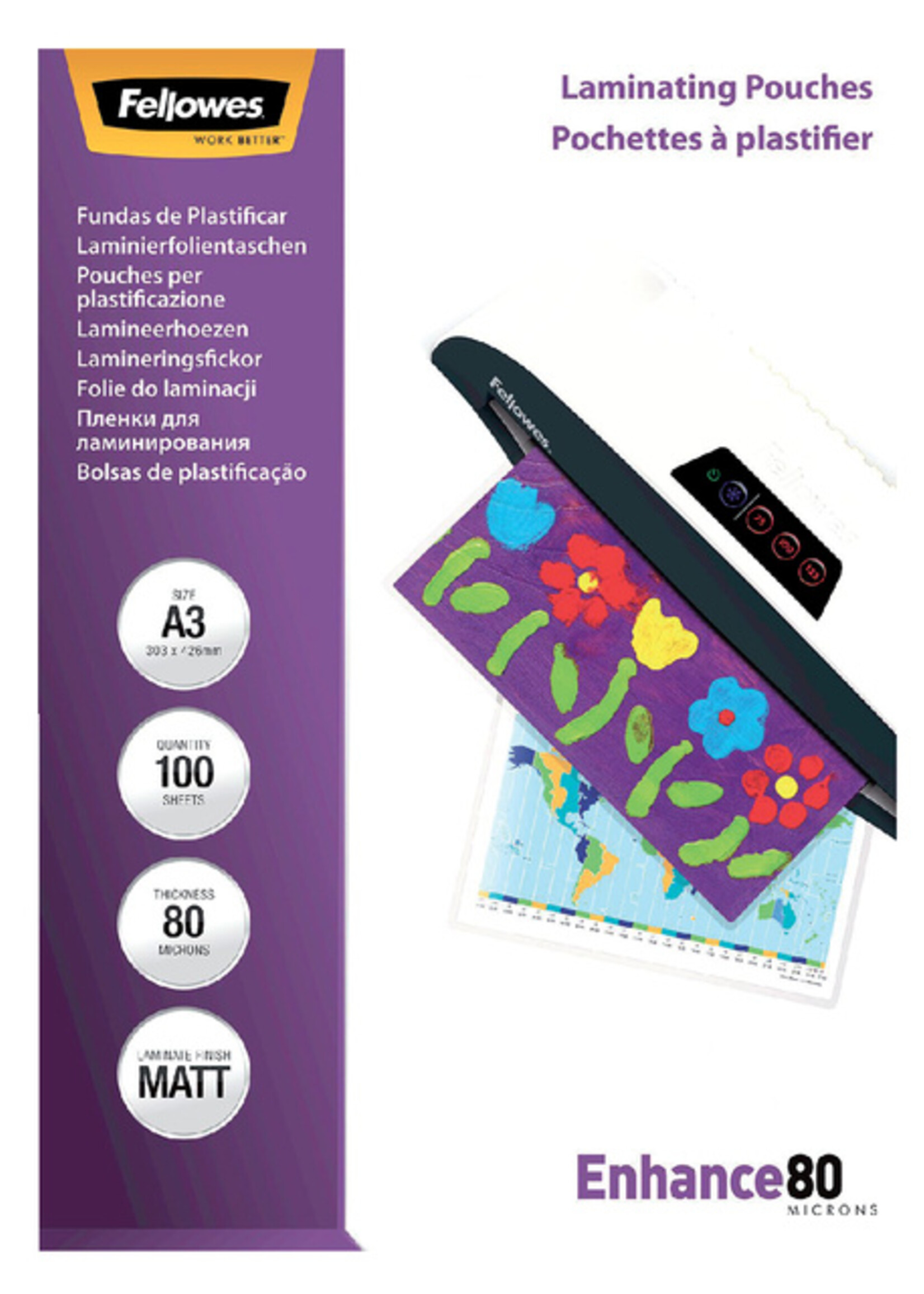 Fellowes Lamineerhoes Fellowes A3 2x80micron mat 100stuks