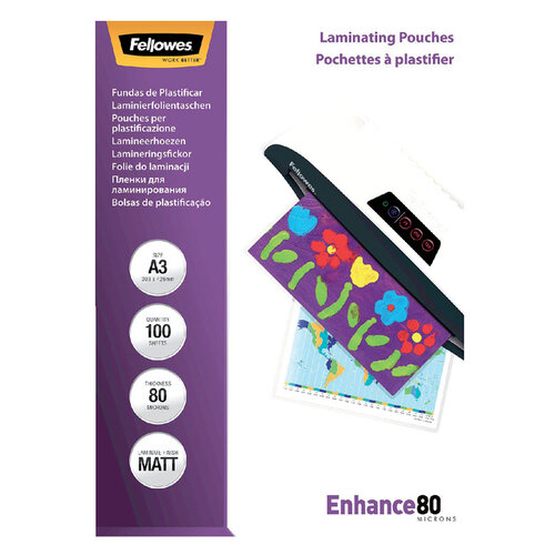 Fellowes Lamineerhoes Fellowes A3 2x80micron mat 100stuks