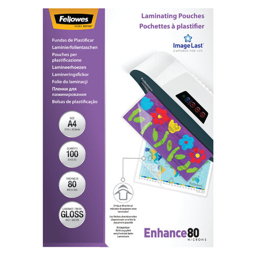 Fellowes Pochette de plastification Fellowes A4 2x80mic 100pces