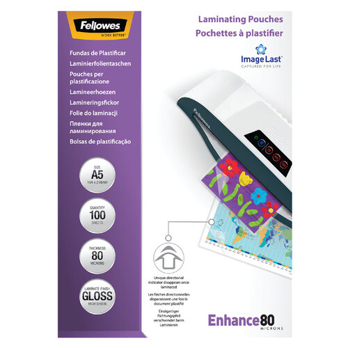 Fellowes Lamineerhoes Fellowes A5 2x80micron 100stuks